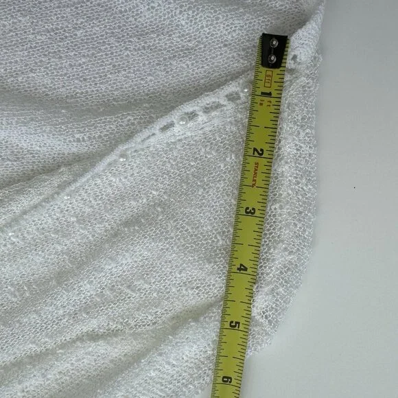 Fairy Cardigan Open Sheer White Pearl Embellishment Romantic Delicate XL - Picture 14 of 16